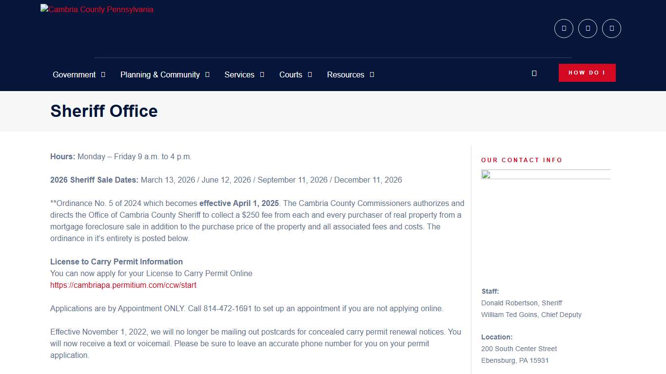 Sheriff Office - Cambria County, PA